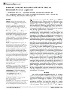 Ketamine safety and tolerability in Clinical Trials for Treatment-Resistant Depression Near Me