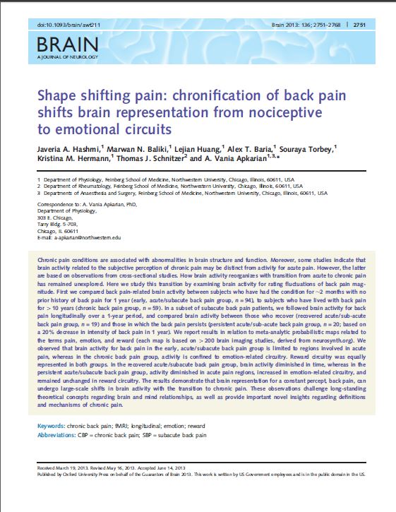 Shape Shifting Pain_Chronification of back pain shifts brain representation