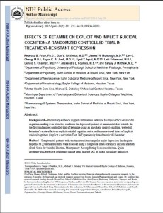 Effects of Ketamine on Explicit and Implicit Suicidal Cognition: A Randomised Controlled Trial in Treatment-Resistant Depression