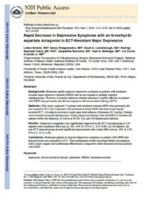 Rapid Decrease in Depressive Symptoms with an N-methyl-D-Asparate Antagonist in ECT-Resistant Major Depression