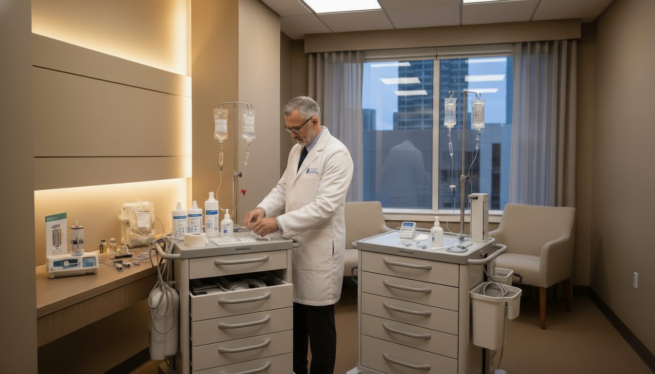 An infusion suite treatment room