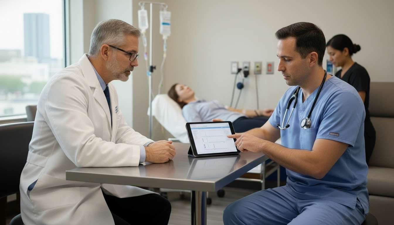 Reviewing treatment data in the infusion suite